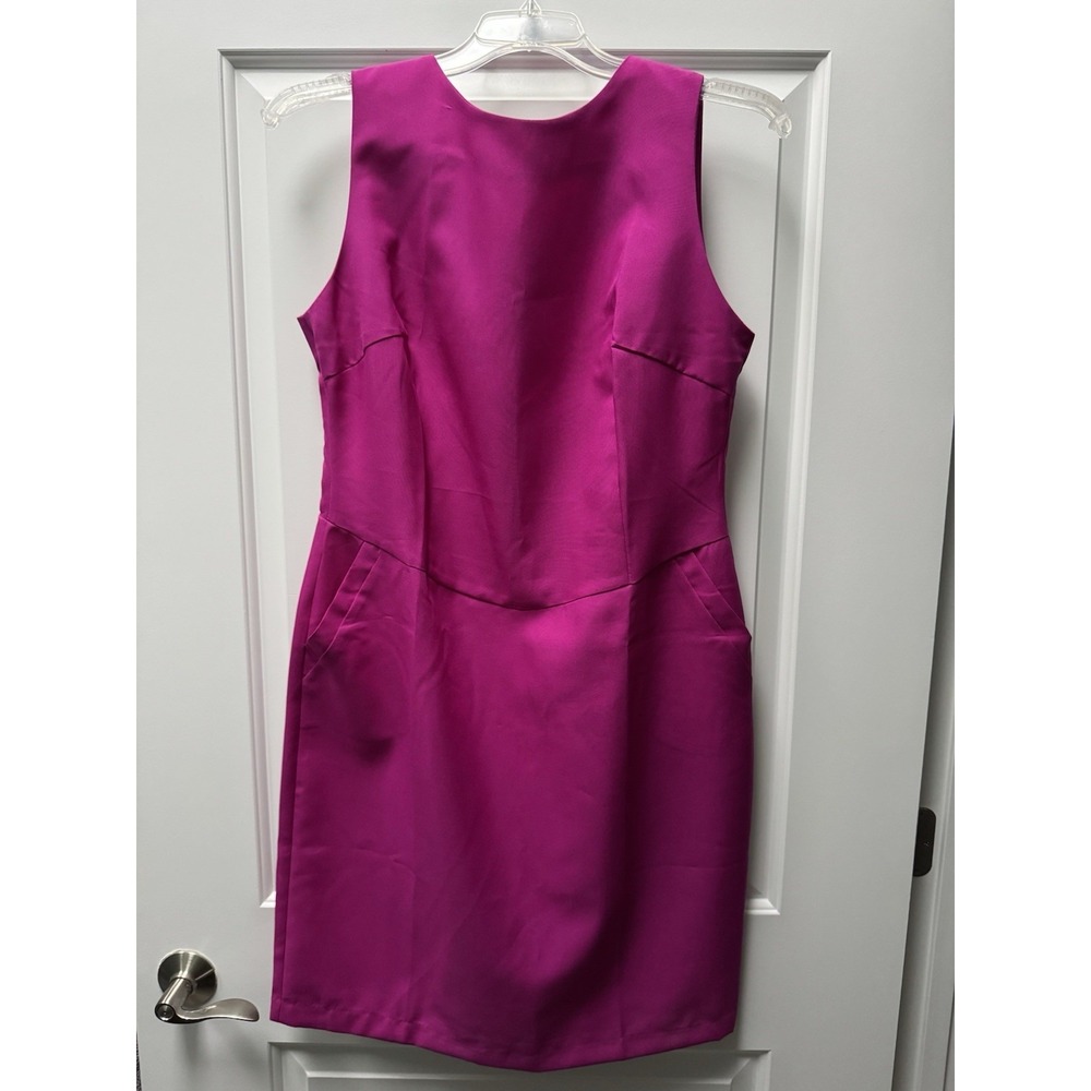 Laura Bettini Dark Fuchsia Pink Sheath Dress with Pockets Size 14 NWT
